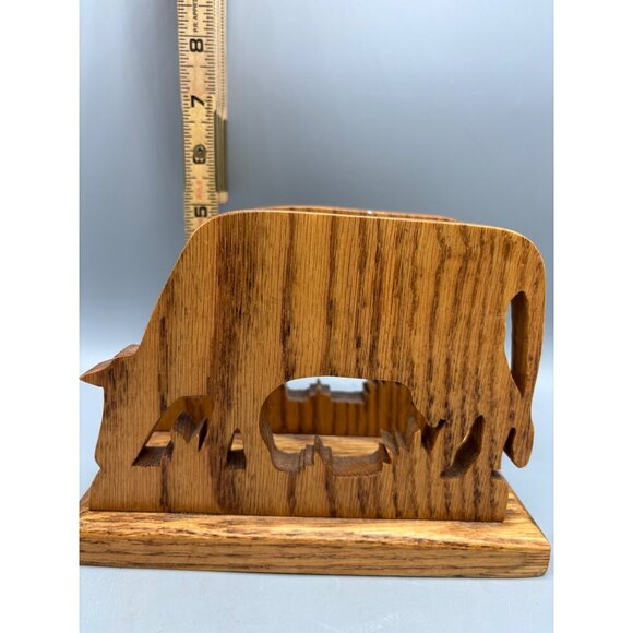 Handcrafted Oak Wooden Cow Horse Napkin Holder - Picture 6 of 7